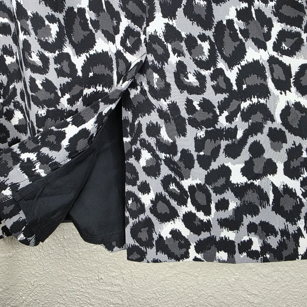 Michael Kors Womens Leopard‎ Animal Print Lined Pencil Skirt Buckle Slit Size 8